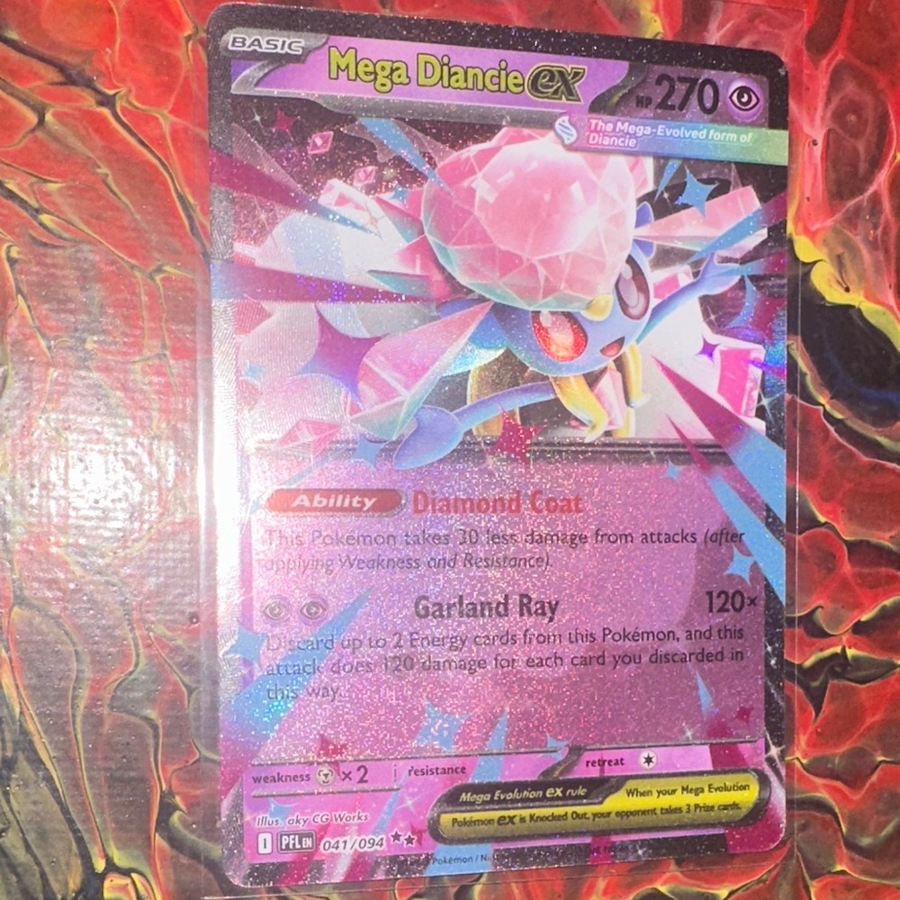 Pokemon Mega Diancie EX Card - Pink and Purple